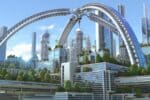 Skyline einer innovativen und grünen Stadt der Zukunft