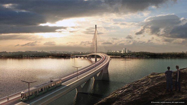 Straßenbahnprojekt auf den Kronenbrücken in Helsinki, Finnland