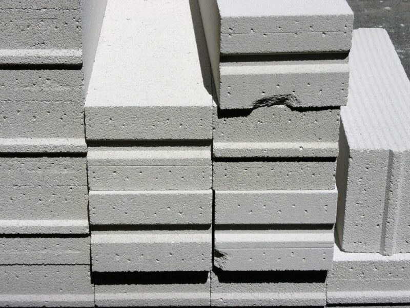 Stacked bricks made from aerated concrete