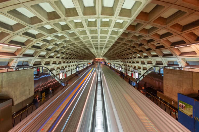 Concrete-arched metro station in Washington, D.C., symbolizing U.S. infrastructure and the need for digital permitting modernization