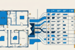 Digital takeoff diagram: dimensioned PDF floor plan measurements flowing into an organized table of construction quantities.
