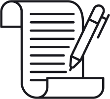 Icon depicting paper and pen