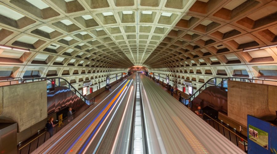 Concrete-arched metro station in Washington, D.C., symbolizing U.S. infrastructure and the need for digital permitting modernization