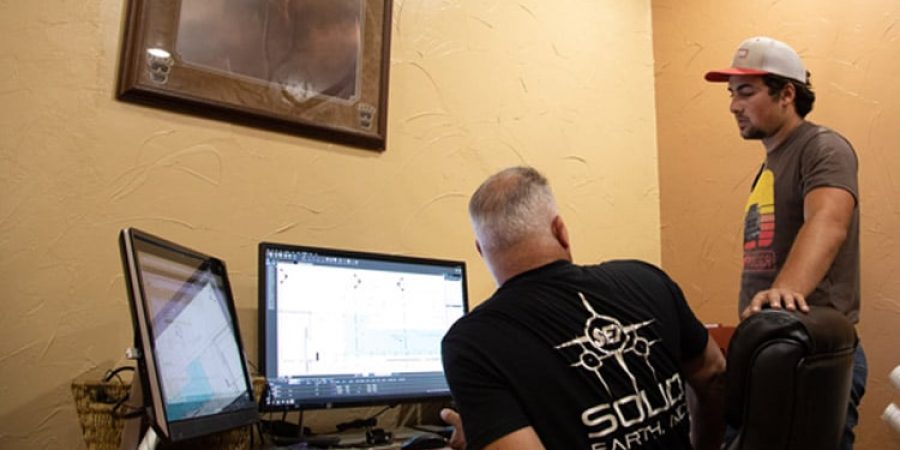Solid Earth Co-Owner Don Peters works out of his home office.