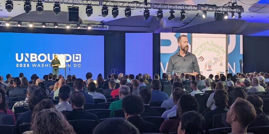 Duncan Wardle, former head of innovation at Disney, delivers his keynote at Bluebeam Unbound 2025 after walking on stage to Toy Story’s “You’ve Got a Friend in Me."